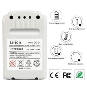 KUNLUN 6.5Ah 20-Volt LB2X4020 Replacement Battery Compatible for Black and Decker 20V Lithium Battery MAX LBXR20 LB20 LBX20 LBXR2020-OPE LBXR20B-2 LBX4020 LST220