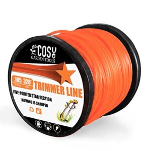 string trimmer line, commercial grade orange pentagon weed eater string, premium nylon universal 0.105″ diameter x 328′