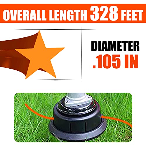 String Trimmer Line, Commercial Grade Orange Pentagon Weed Eater String, Premium Nylon Universal 0.105" Diameter x 328'