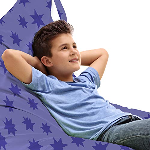 Ambesonne Star Lounger Chair Bag, Monochrome Night Sky Background Cosmos Objects Comic Strip Style Pop Art Graphic, High Capacity Storage with Handle Container, Lounger Size, Blue Violet