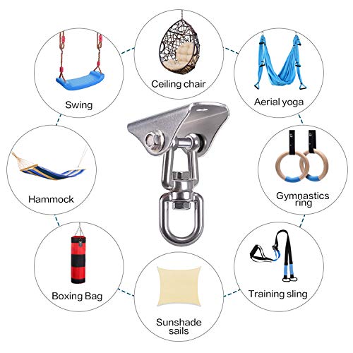 Aimbinet Heavy Duty Swing Hangers Permanent Antirust Stainless Steel 304 Porch Swing Springs Hanging Set of 2 for Yoga Hammock Chair Sandbag Swing Single Hold up 550lbs