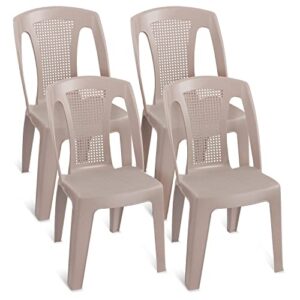 zilpoo set of 4 – plastic stackable chairs, outdoor patio armless stacking chairs for outside lawn parties and picnics