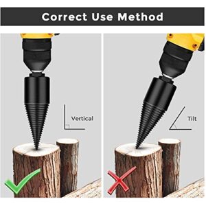 Removable Firewood Log Splitter Drill Bit, Wood Splitter Drill Bits,Heavy Duty Drill Screw Cone Driver for Hand Drill Stick-hex+Square+Round (32MM+42MM)