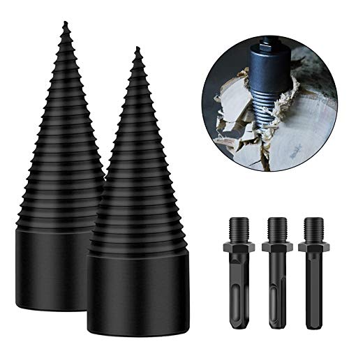 Removable Firewood Log Splitter Drill Bit, Wood Splitter Drill Bits,Heavy Duty Drill Screw Cone Driver for Hand Drill Stick-hex+Square+Round (32MM+42MM)