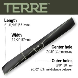 Terre Products, Single Medium Lift Lawn Mower Blade, 22 Inch Decks, Compatible with Toro Recycler, Replacement for 104-8697-03, 108-9764-03, 131-4547-03