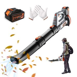 leaf blower, 340 cmf 170 mph leaf blower cordless with 4.0ah battery & charger 21v, electric blowers battery operated leaf blower for lawn care, debris, yard, work around the house