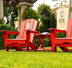 Resin TEAK Folding Adirondack Chair, Premium All Weather Outdoor Patio Furniture, 21 Inch Wide Seat, Up to 350 lbs, Foldable Outdoor Patio Chairs, New Heritage Collection (Red)