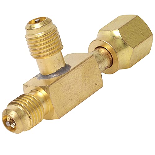 Gekufa Quick Coupler Access Tee Adapter HAVC Tee Adapter 1/4" Tee Adapter Valve Core with Swivel Connector Fits for Gauge Deep Vacuum Pump Manifold