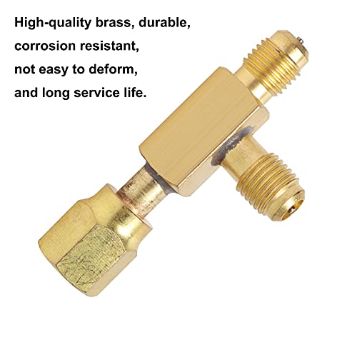 Gekufa Quick Coupler Access Tee Adapter HAVC Tee Adapter 1/4" Tee Adapter Valve Core with Swivel Connector Fits for Gauge Deep Vacuum Pump Manifold