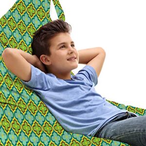 Ambesonne Ethnic Lounger Chair Bag, Mosaic Like Illustration Traditional Moroccan Quatrefoil Pattern in Repeating Style, High Capacity Storage with Handle Container, Lounger Size, Multicolor