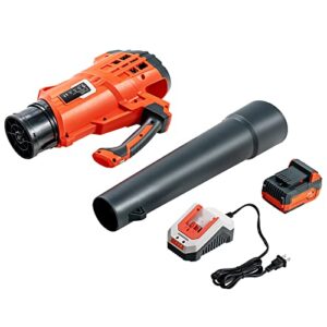 Goplus Cordless Leaf Blower, 20V 5-Speed Lightweight Electric Blower for Lawn Care, Battery & Charger Included(350CFM, 140MPH) (Orange)