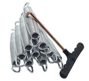 6.5 inch spring，galvanized trampoline springs a set of 10packs with hooks。, thicker steel gauge for durability. offering the steel, the thickest steel guage,