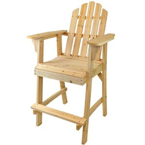 westcharm balcony tall/counter high adirondack chair with footrest for outdoor outside garden – unfinished natural wood