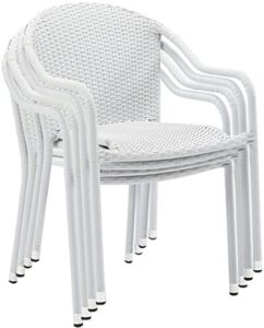 crosley furniture co7109-wh palm harbor outdoor wicker stackable chairs, set of 4, white