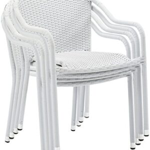 Crosley Furniture CO7109-WH Palm Harbor Outdoor Wicker Stackable Chairs, Set of 4, White