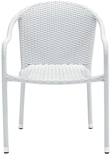 Crosley Furniture CO7109-WH Palm Harbor Outdoor Wicker Stackable Chairs, Set of 4, White