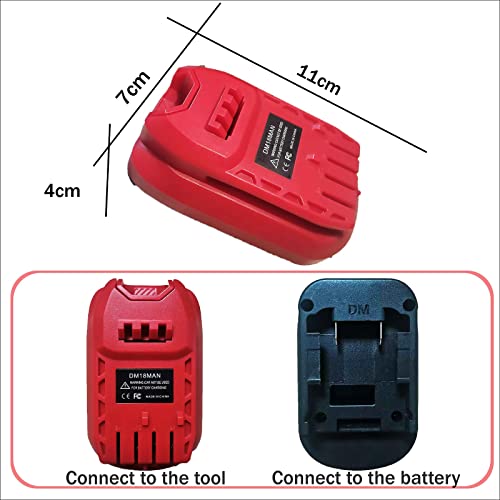 Laimiao Battery Adapter for Craftsman 20V Cordless Tools,DM18MAN Adaptor for DeWalt 20V and for Milwaukee 18V Li-on Battery Convert to for Craftsman New 20V Power Tool,Battery Replacement,Red