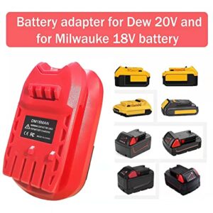 Laimiao Battery Adapter for Craftsman 20V Cordless Tools,DM18MAN Adaptor for DeWalt 20V and for Milwaukee 18V Li-on Battery Convert to for Craftsman New 20V Power Tool,Battery Replacement,Red