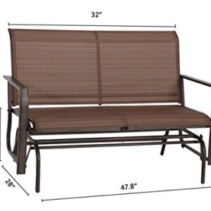 Kozyard Cozy Two Rocking Love Seats Glider Swing Bench/Rocker for Patio, Yard with Textilence Seats and Sturdy Frame (Tan)