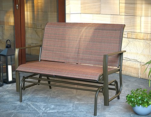 Kozyard Cozy Two Rocking Love Seats Glider Swing Bench/Rocker for Patio, Yard with Textilence Seats and Sturdy Frame (Tan)