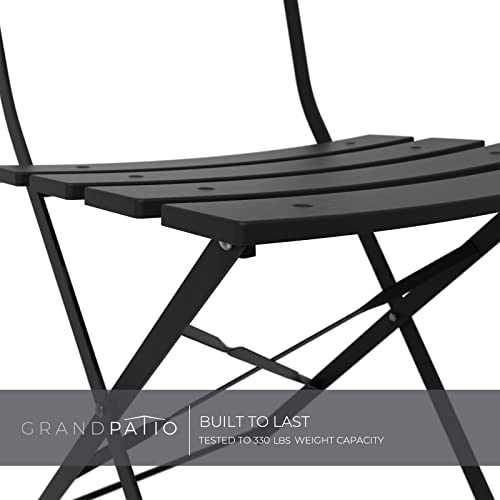 Grand patio Premium Steel Patio Bistro Set, Folding Outdoor Patio Furniture Sets, 3 Piece Patio Set of Foldable Patio Table and Chairs, Black