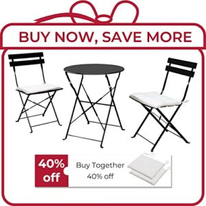 Grand patio Premium Steel Patio Bistro Set, Folding Outdoor Patio Furniture Sets, 3 Piece Patio Set of Foldable Patio Table and Chairs, Black