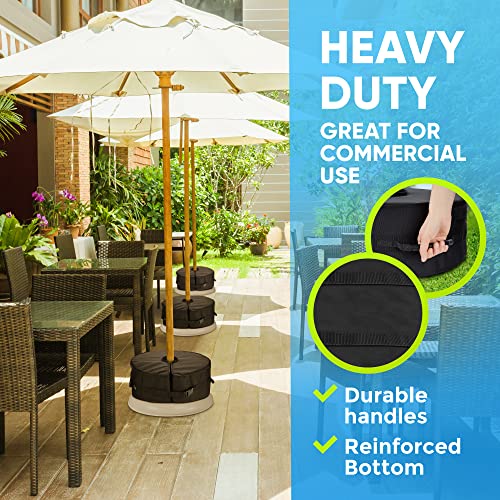 Rhino Round Umbrella Base Weight with Side Slot Opening, 18" ~ Easy Set up (Black)