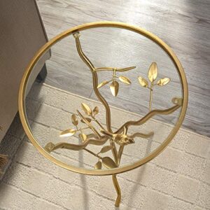 FirsTime & Co.® Gold Bird and Branches Outdoor Tripod Table, American Crafted, Metallic Gold, 14 x 14 x 24 ,