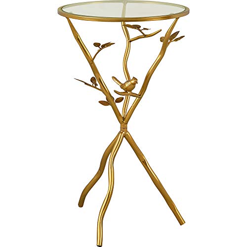 FirsTime & Co.® Gold Bird and Branches Outdoor Tripod Table, American Crafted, Metallic Gold, 14 x 14 x 24 ,