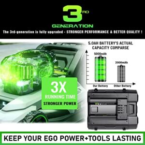 【UPGRADE!】56V 5.0Ah Replace Battery for EGO Power+ BA1400T Battery Lithium Ion Battery Compatible with 56V Power Tools CS1604 CS1804 CS1403 HT2400 LB6504 LB5804 Tools【NOT FOR Power Station PST3040 !】