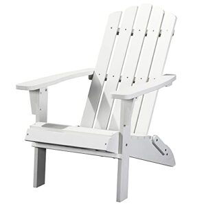 polyteak folding adirondack chair, premium weather resistant poly lumber, outdoor patio furniture, up to 300 lbs, plastic adirondack chairs for patio garden fire pit, classic collection – white