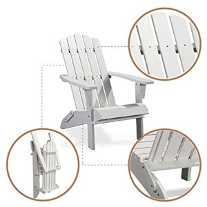 PolyTEAK Folding Adirondack Chair, Premium Weather Resistant Poly Lumber, Outdoor Patio Furniture, Up to 300 lbs, Plastic Adirondack Chairs for Patio Garden Fire Pit, Classic Collection - White