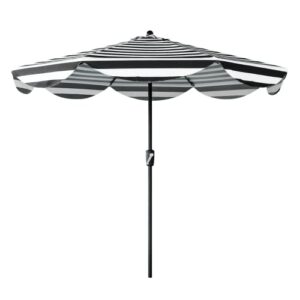 tempera 9ft auto tilt scalloped patio umbrellas outdoor table umbrellas with fade resistant canopy, 8 sturdy rids, elegant vintage umbrellas for lawn, pool, deck, balcony