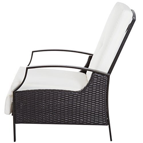 Outsunny Rattan Adjustable Recliner Chair with Hand-Woven All-Weather Wicker for Patio, Outdoor, Garden, Poolside, White