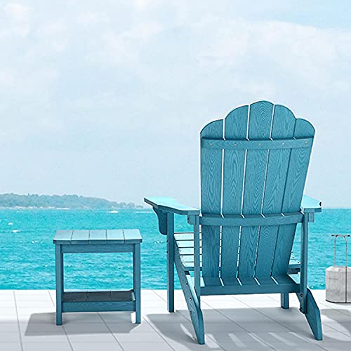 Adirondack Chair Weather Resistant , Hard Plastic Adirondack Chair with Cup Holder, Comfortable Easy to Assemble and Maintain, Outdoor Chair for Patio, Backyard Deck, Fire Pit & Lawn Porch - Lake Blue