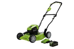 greenworks 40v 19″ brushless (2-in-1) lawn mower, 4ah usb (power bank) battery and charger included mo40l414