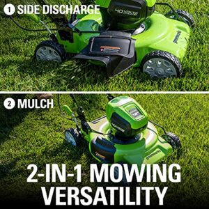 Greenworks 40V 19" Brushless (2-In-1) Lawn Mower, 4Ah USB (Power Bank) Battery and Charger Included MO40L414