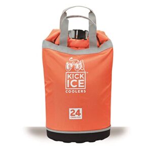 kickice dry bag + soft cooler with pvc free leakproof lining + rolltop closure for kayaking, beach, rafting, boating, hiking, camping and fishing, holds 24 cans + ice, 15l, orange