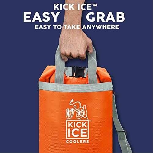 KickIce Dry Bag + Soft Cooler with PVC Free Leakproof Lining + Rolltop Closure for Kayaking, Beach, Rafting, Boating, Hiking, Camping and Fishing, Holds 24 Cans + Ice, 15L, Orange