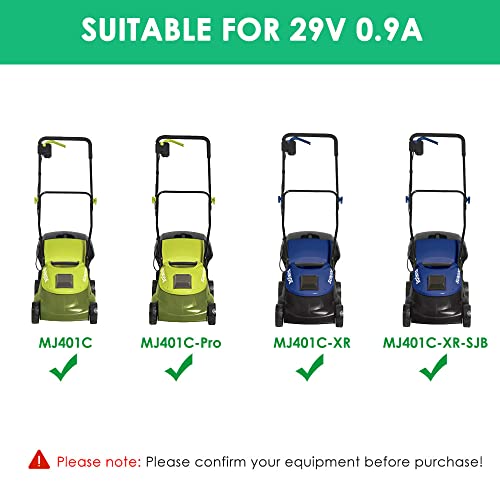 Mrgru Replacement Charger for MJ401C-CHRG Compatible with Sun Joe Electric Lawn Grass Mower MJ401C MJ401C-XR MJ401C-XR-SJB MJ401C-Pro Power Adapter Supply