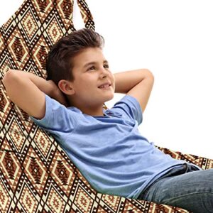 ambesonne ethnic lounger chair bag, tribal like illustration jagged traditional rhombuses shapes in geometric design, high capacity storage with handle container, lounger size, multicolor