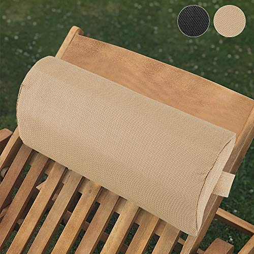 Universal Replacement Pillow headrest with Elastic Band, Removable Padded headrest Pillow for Chairs, Lounge Chair (Beige, 1 pcs)