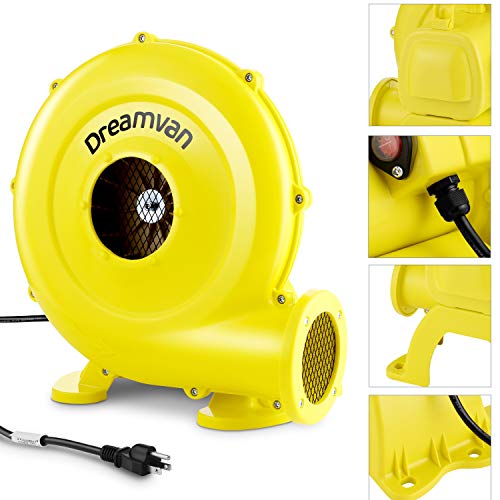 Air Blower for Inflatables- Inflatable Blower- 750 Watt, 1HP Bounce House Blower for Jumper, Bouncy Castle Yellow Electric Air Pump Fan Commercial Blower