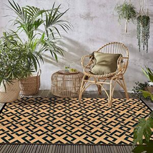 sapsisel patio rug plastic straw rug 5′ x 7′, outdoor rv rug reversible mat waterproof for camping, backyard, deck, picnic, pool