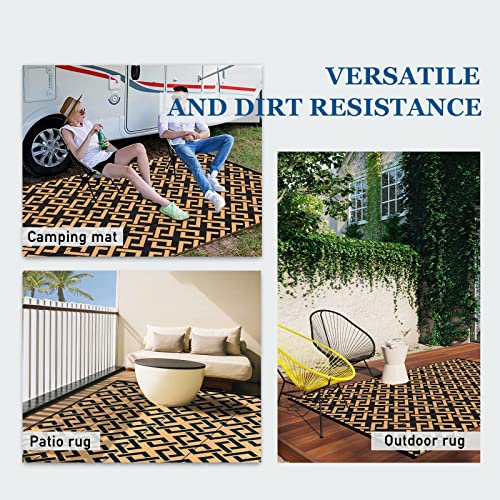 sapsisel Patio Rug Plastic Straw Rug 5' x 7', Outdoor RV Rug Reversible Mat Waterproof for Camping, Backyard, Deck, Picnic, Pool