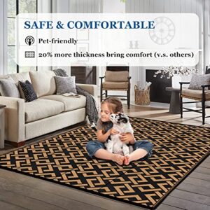 sapsisel Patio Rug Plastic Straw Rug 5' x 7', Outdoor RV Rug Reversible Mat Waterproof for Camping, Backyard, Deck, Picnic, Pool