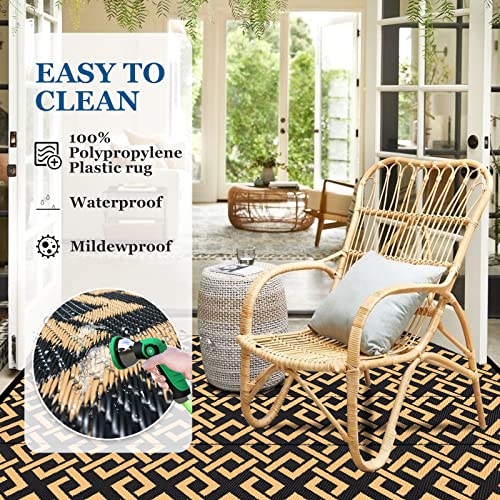 sapsisel Patio Rug Plastic Straw Rug 5' x 7', Outdoor RV Rug Reversible Mat Waterproof for Camping, Backyard, Deck, Picnic, Pool