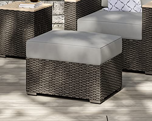 Homestyles Boca Raton Outdoor Ottoman, 1 Seat, Grey