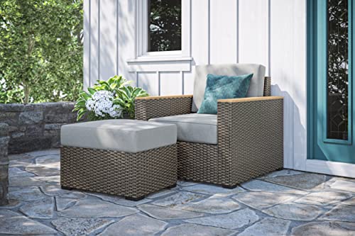 Homestyles Boca Raton Outdoor Ottoman, 1 Seat, Grey