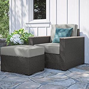 Homestyles Boca Raton Outdoor Ottoman, 1 Seat, Grey